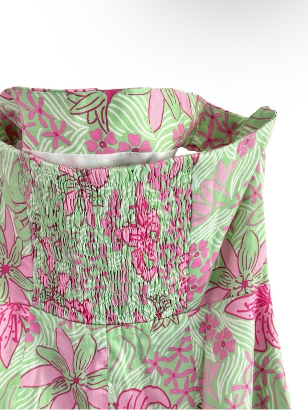 Lilly Pulitzer | Corrina Dress Size 6 Green Clover Strapless Cotton - Picture 5 of 14